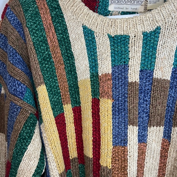 Blake & Manley hand knitted Striped Crewneck Sweater Colorful Striped Sweater - Picture 10 of 14